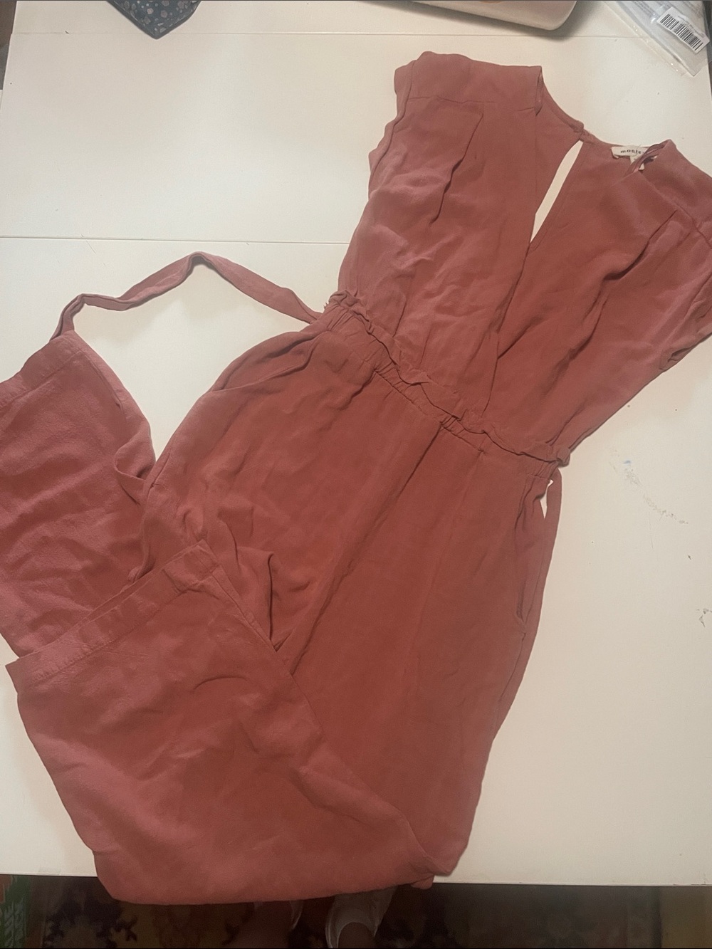 Rust jumpsuit with Elastic Waist